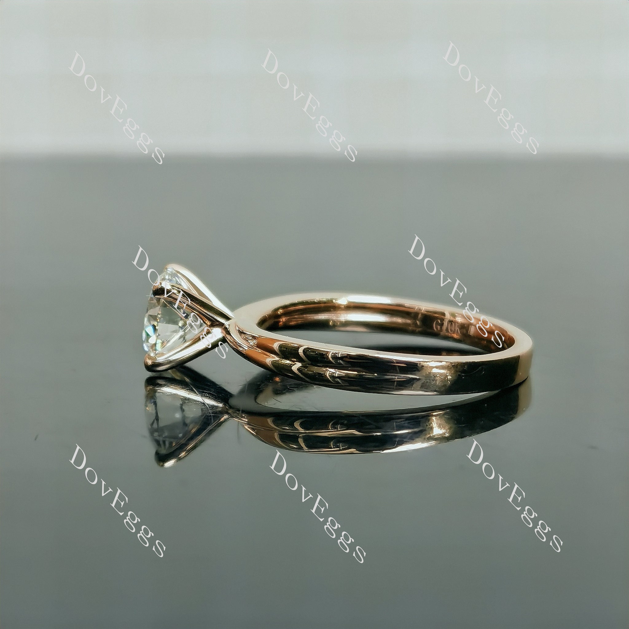 Doveggs Round Pave Solitaire Lab Grown Diamond Engagement Ring