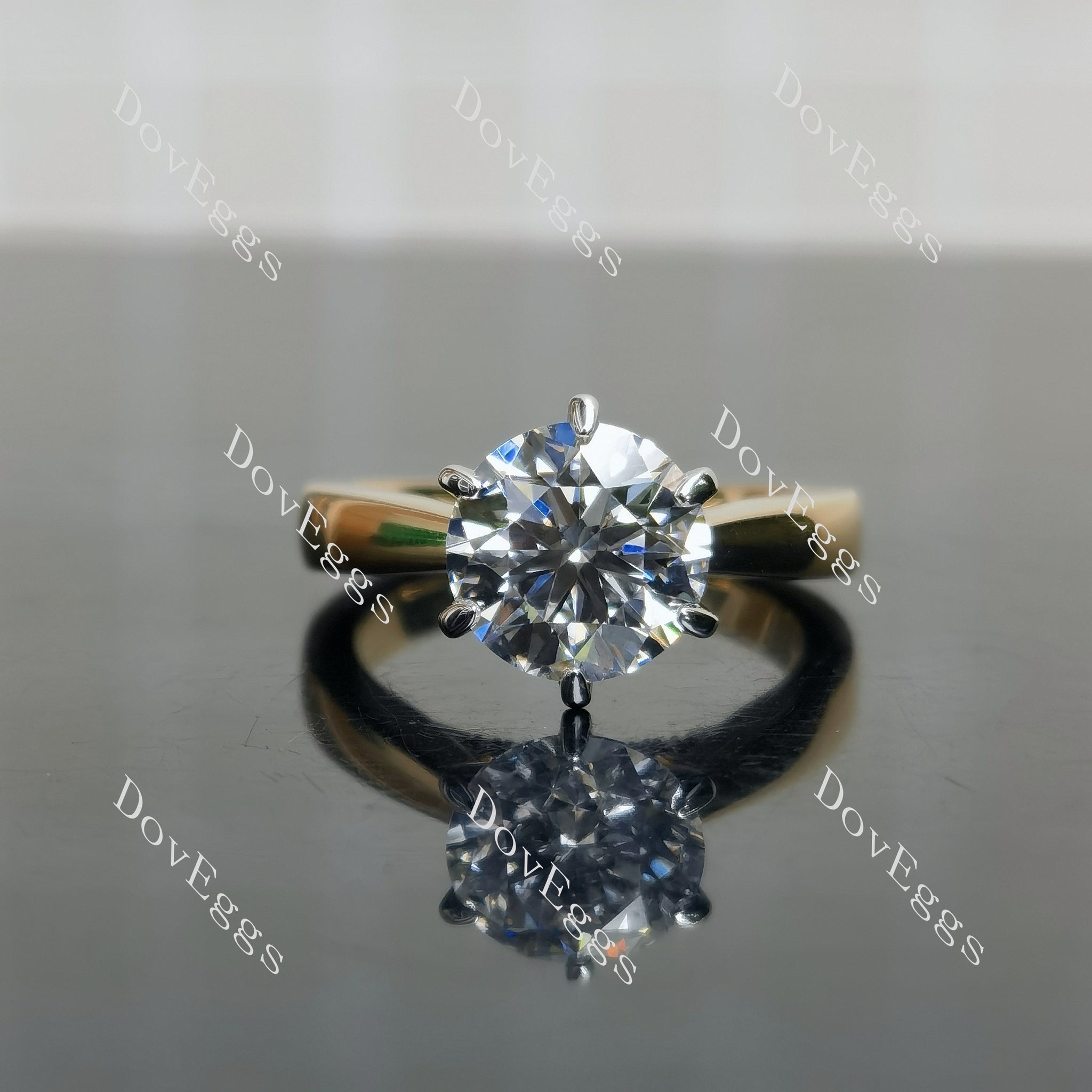 Doveggs Round Pave Lab Grown Diamond Engagement Ring