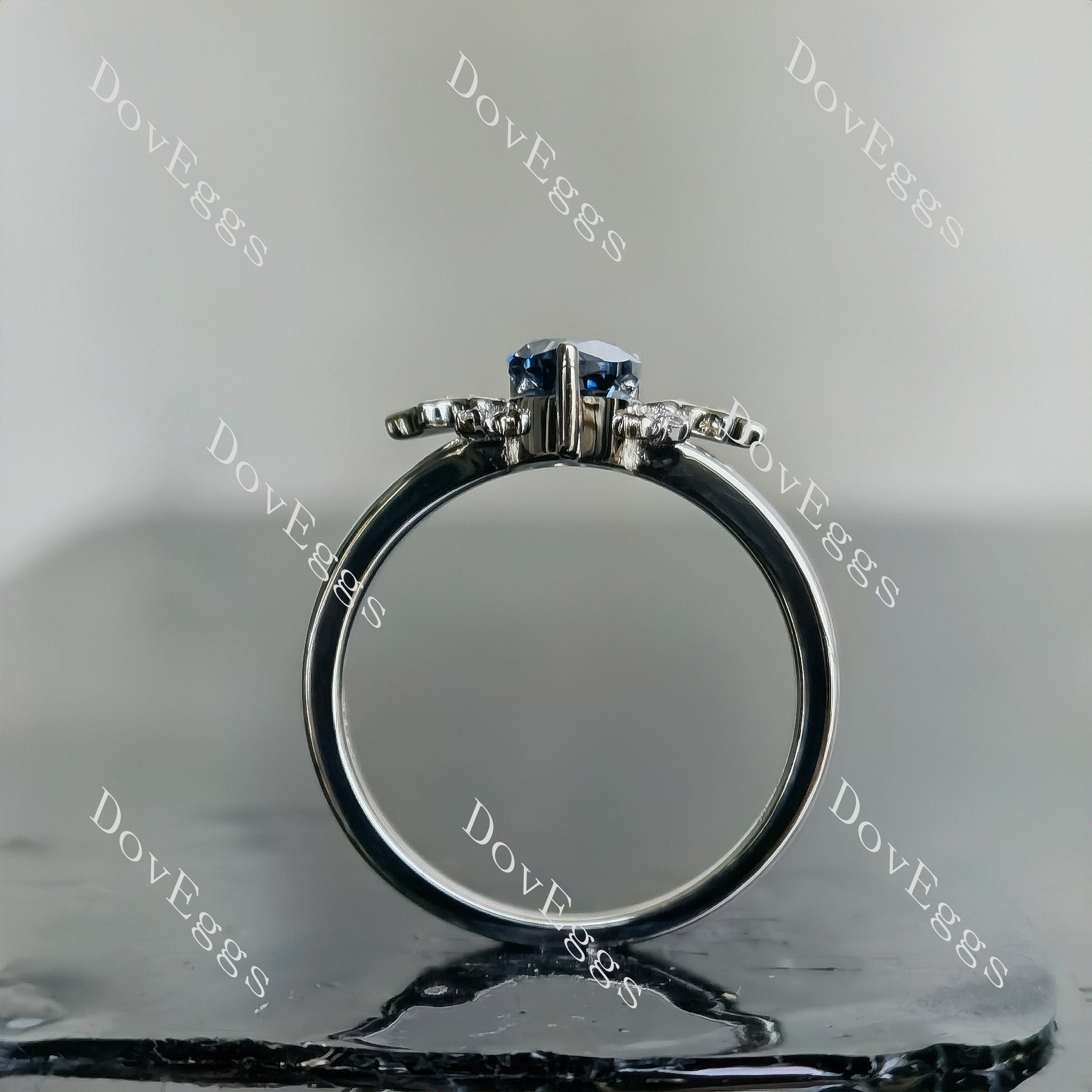 Doveggs pear bat twilight blue moissanite engagement ring