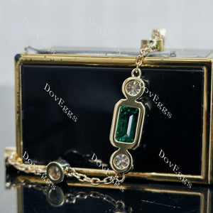 Doveggs elongated emerald colored gem/moissanite bracelet