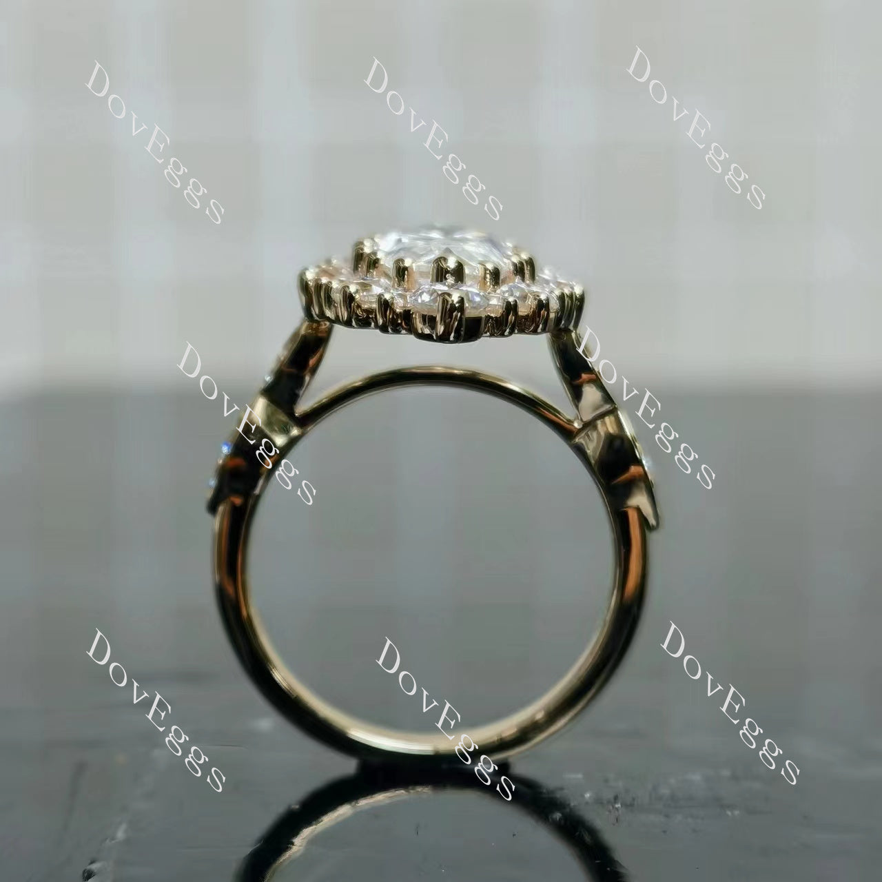 IAIAK Marquise Modified H&A cut halo moissanite bridal set (2 rings)