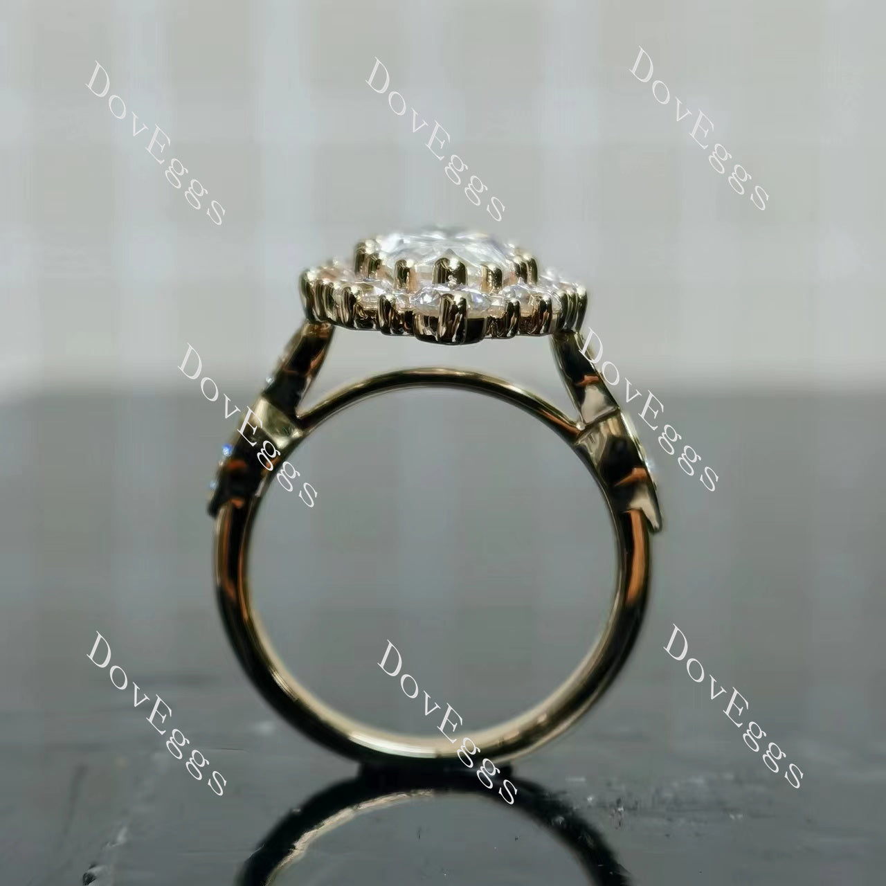 IAIAK Marquise Modified H&A cut halo moissanite engagement ring