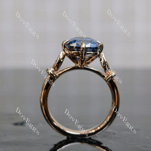 Twilight Dreams cushion side stones twilight blue moissanite engagement ring