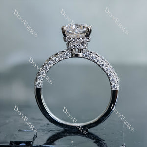 Doveggs cushion half eternity pave moissanite engagement ring