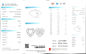 Doveggs 2.364ct heart D color VVS1 Clarity Excellent cut lab diamond stone(certified)