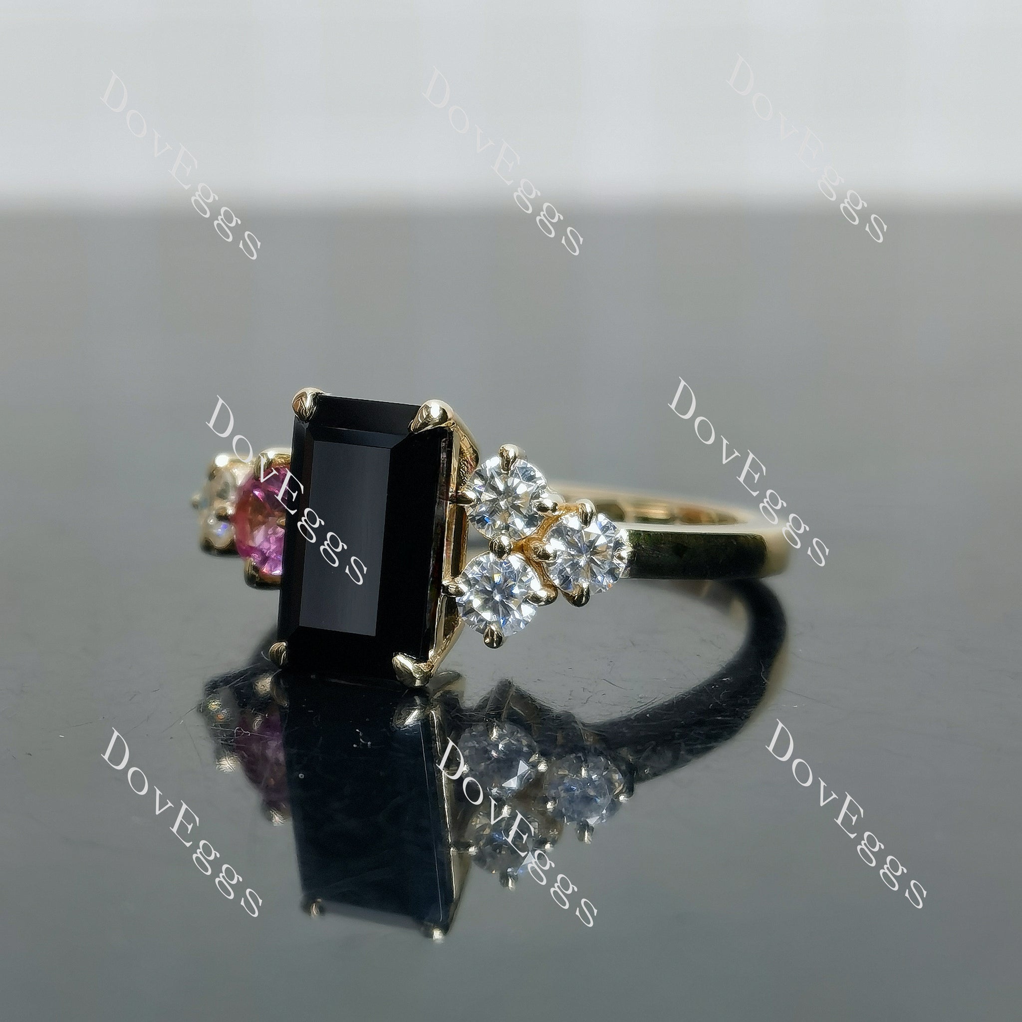 Doveggs emerald side stones colored gem engagement ring