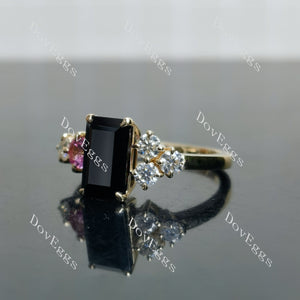 Doveggs emerald side stones colored gem engagement ring