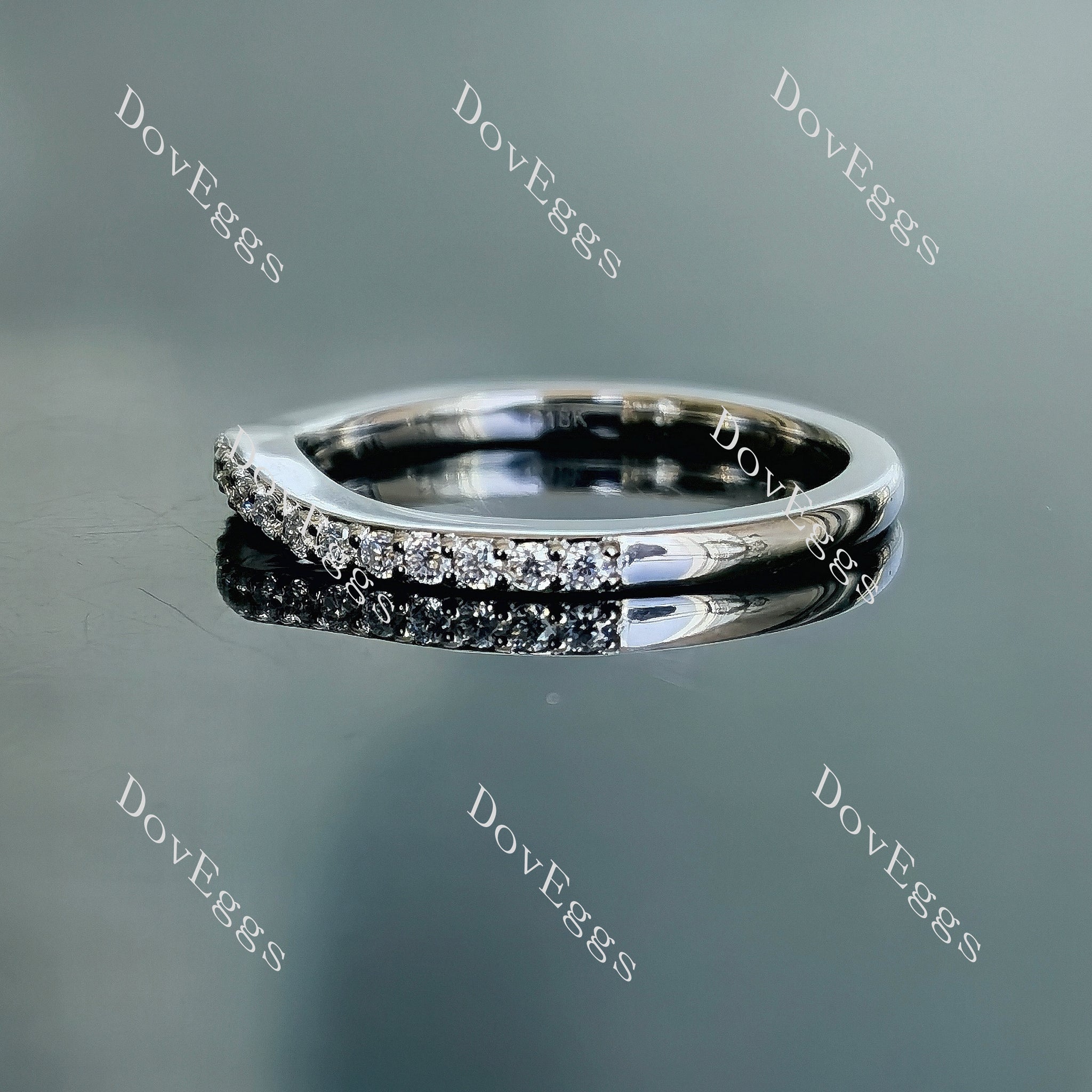 Doveggs round pave curved moissanite wedding band-1.5mm band width