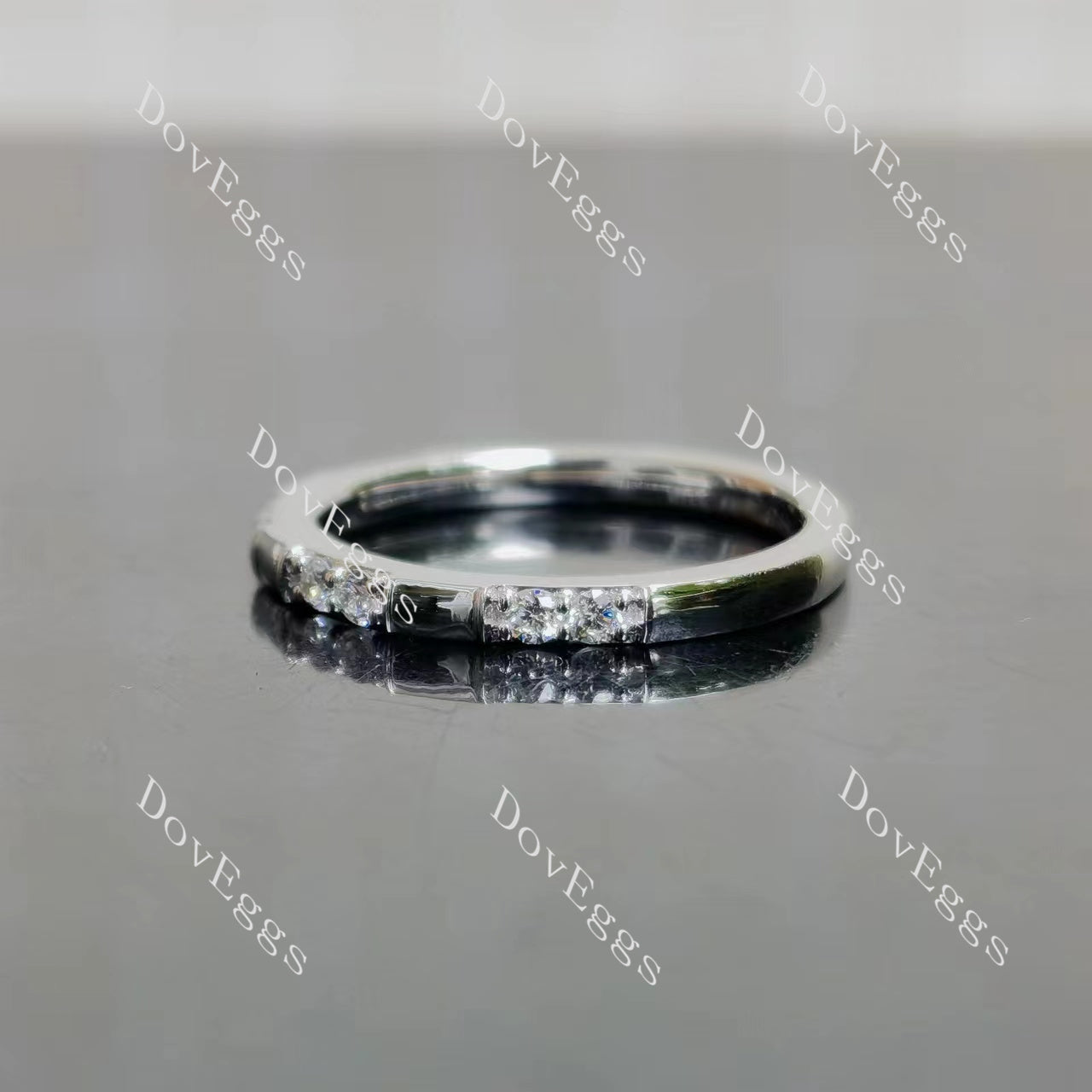 Doveggs round pave moissanite/lab grown diamond wedding band-2.0mm band width