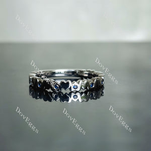 Doveggs round moissanite/lab grown diamond & colored gem wedding band-3.0mm band width