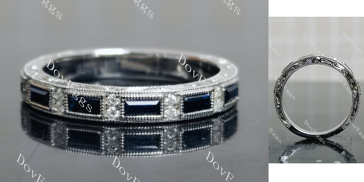 pave moissantie and birthstone wedding band
