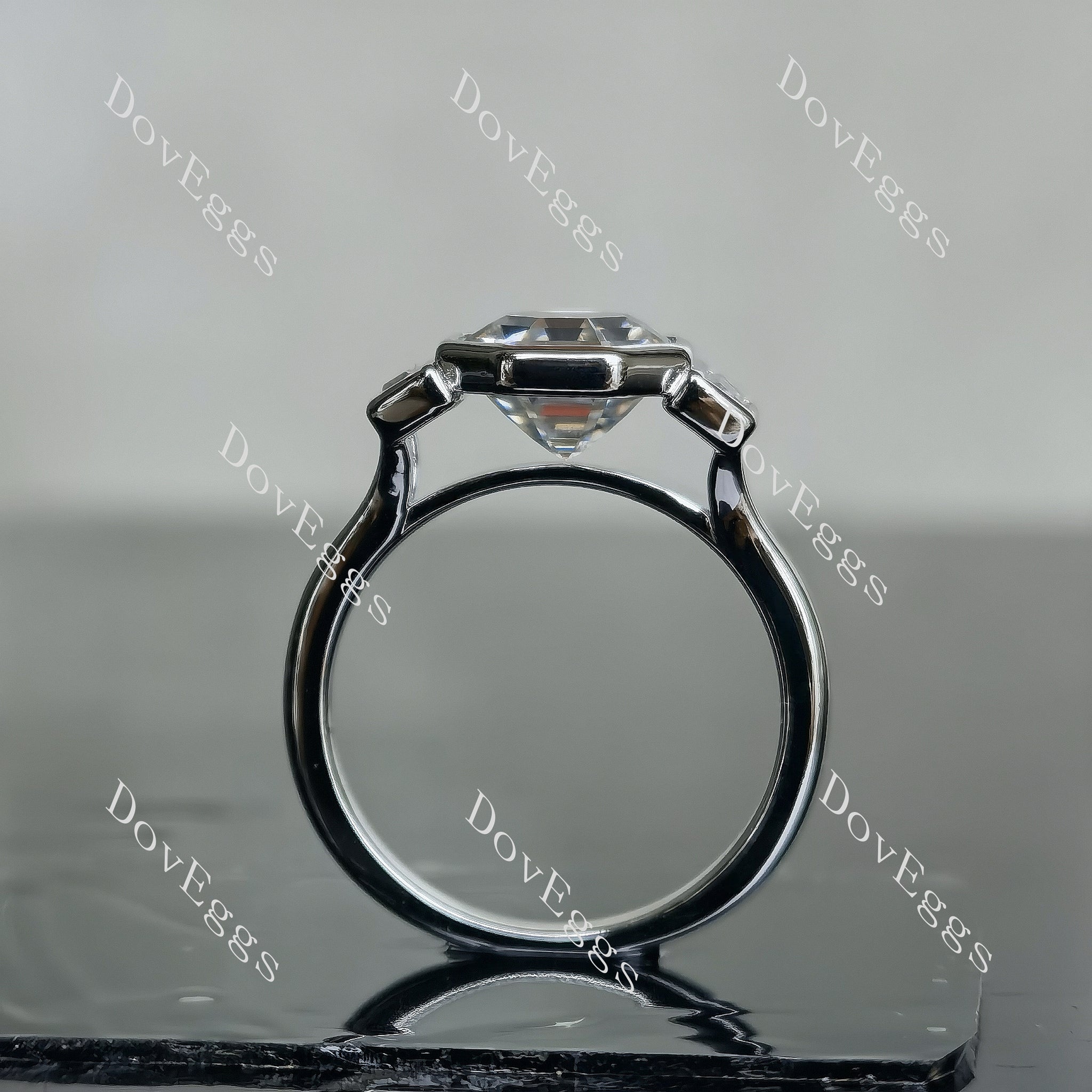 Doveggs 3ct D color Royal Asscher 3.5cttw Moissanite Stones Sterling Silver Ring