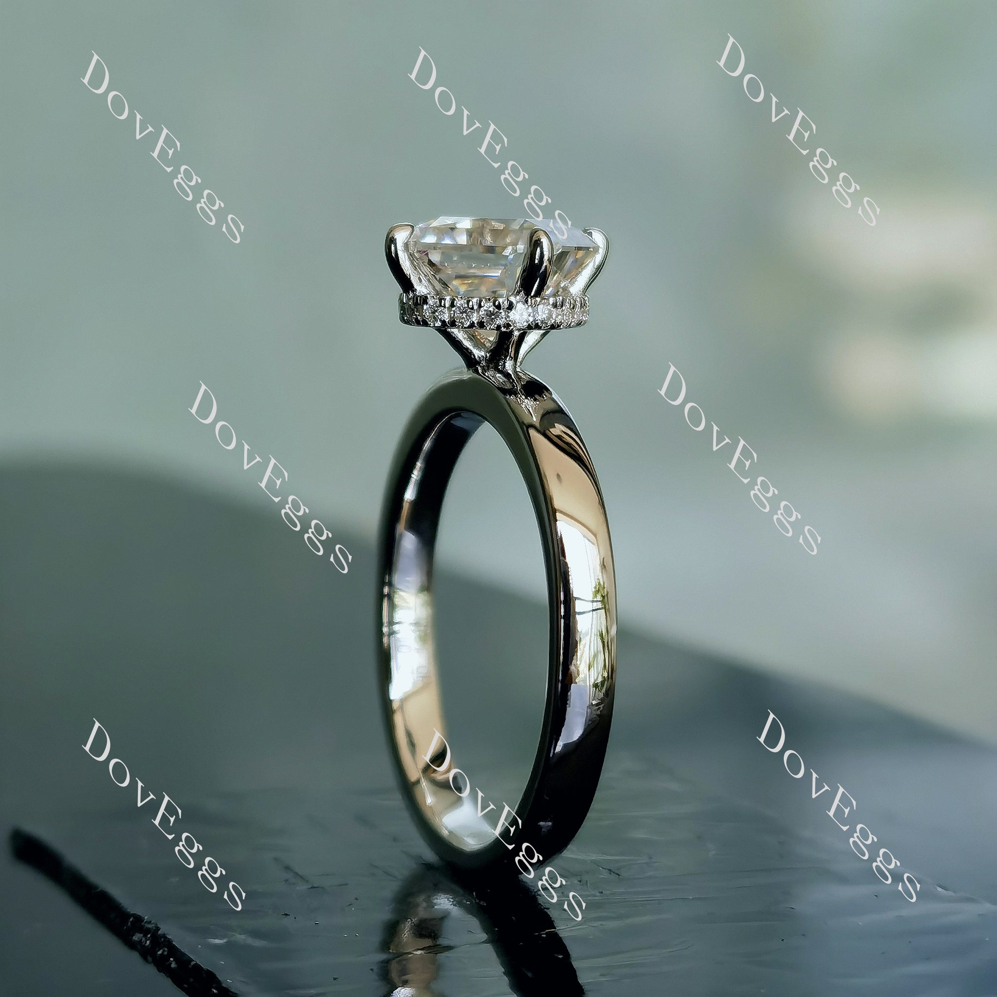 Jan's On Point hidden halo square radiant moissanite engagement ring