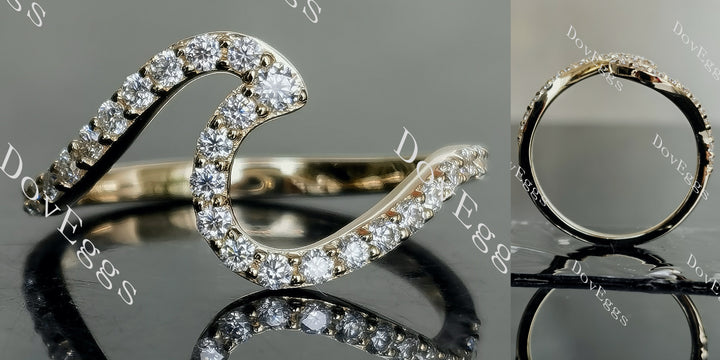 Doveggs round pave curved moissanite/lab grown diamond wedding band-2.1mm band width