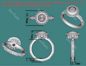 Doveggs round art deco vintage colored moissanite engagement ring