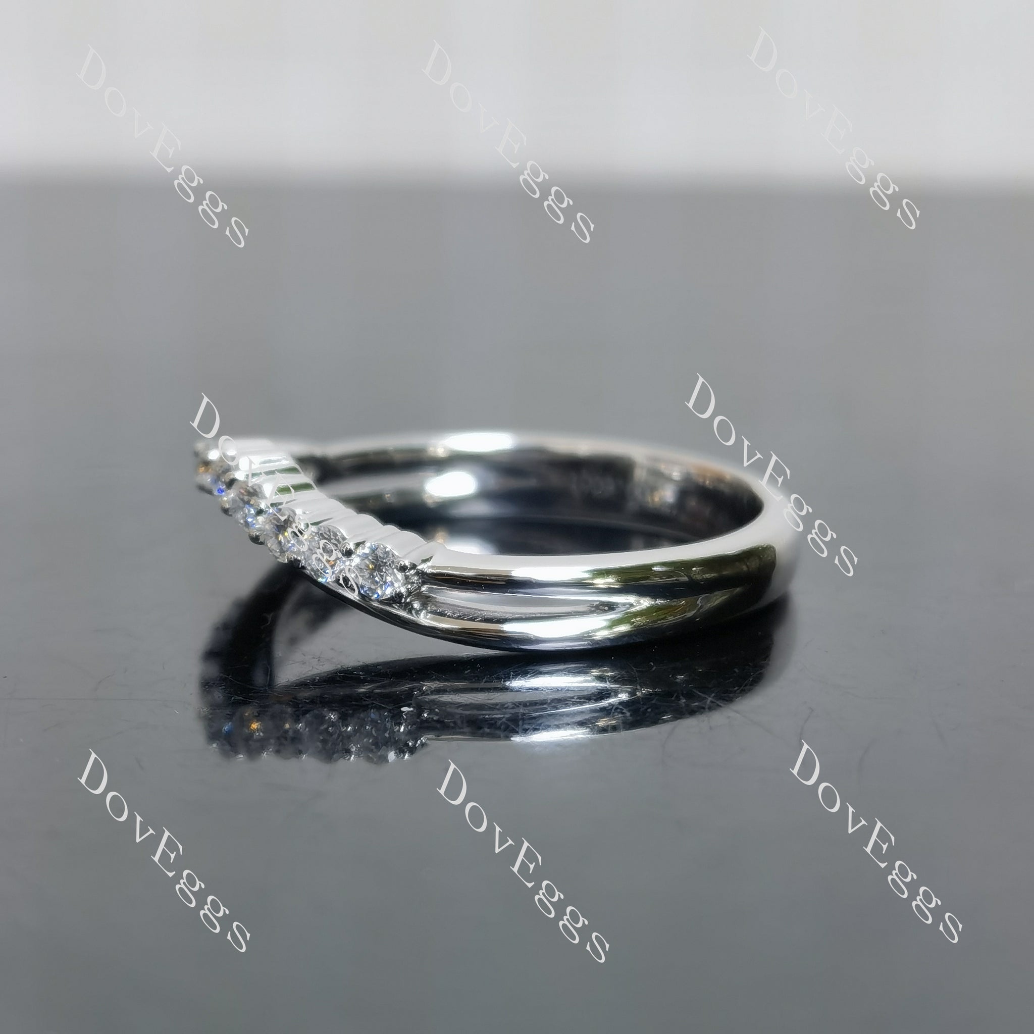Doveggs round pave moissanite/lab grown diamond wedding band-3.0mm band width