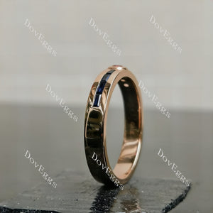 Doveggs round bezel colored gem wedding band-4.3mm band width