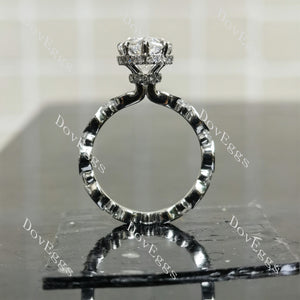 DovEggs pear pave hidden halo moissanite engagement ring