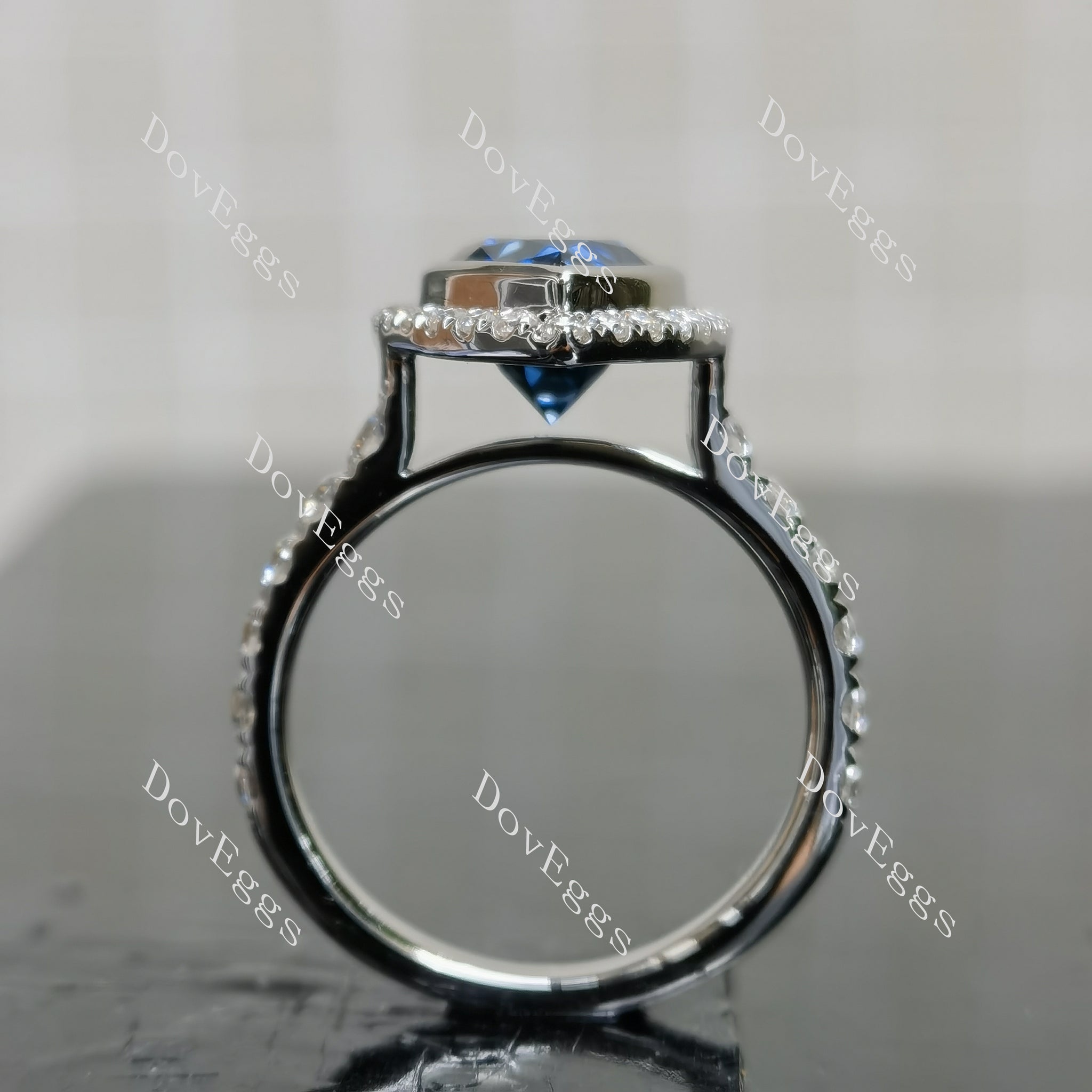(size 8.25) Doveggs sterling silver 5ct pear twilight blue moissanite engagement ring