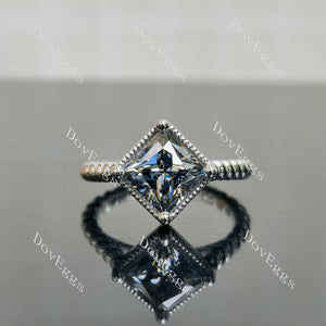 The Justine princess bezel solitaire stardust grey moissanite engagement ring