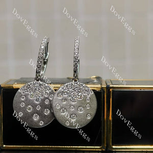 Round pave multicolor art deco moissanite/labgrown diamond/colored gem dangle earrings| Doveggs