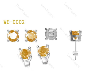 Doveggs solitaire stud earrings only semi-mount (Exclusively to DovEggs Stones)