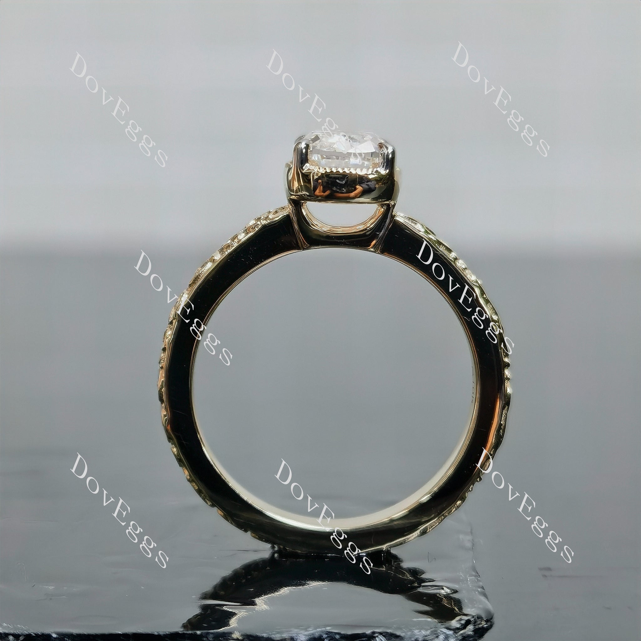 Doveggs Elongated Cushion Solitaire Art Deco Lab Grown Diamond Engagement Ring
