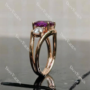 Jadea cushion pave split shanks three stones colored gem engagement ring