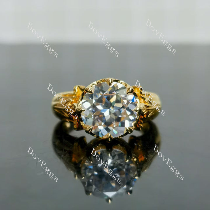 (size 6.5) Doveggs sterling silver plated with yellow gold 4ct round moissanite engagement ring