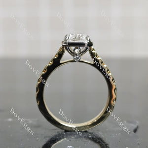 Doveggs radiant bezel carved moissanite engagement ring