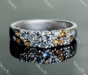 Doveggs round moissanite & colored gem wedding band-4.0mm band width