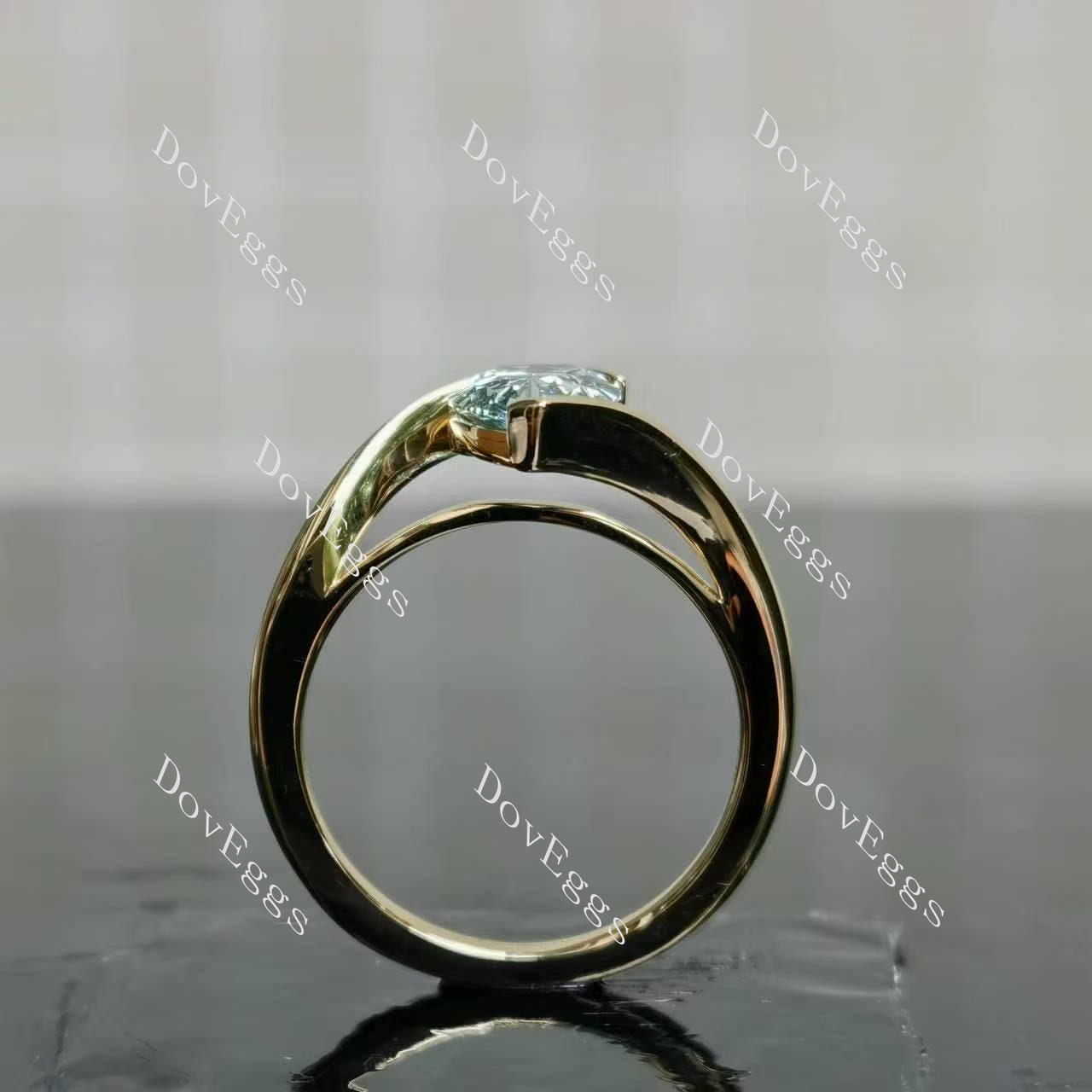 (size 6 ) Doveggs 14k yellow gold 1.537ct pear Fancy Vivid Blue VVS1 Clarity Excellent cut lab grown diamond ring(certified)