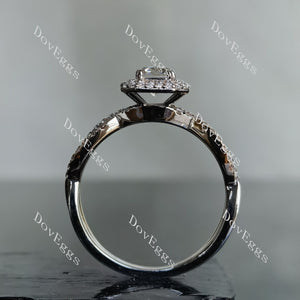 Doveggs radiant double halo pave moissanite engagement ring
