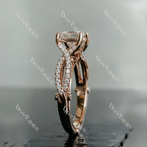 Doveggs princess half eternity pave split shank moissanite engagement ring