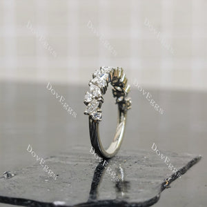 (size 6) Doveggs sterling silver marquise round moissanite wedding band