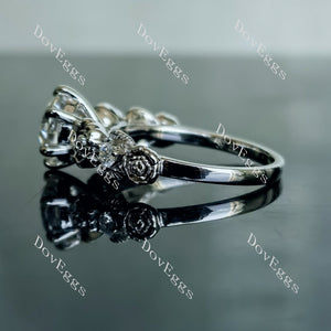Doveggs round floral art deco moissanite engagement ring