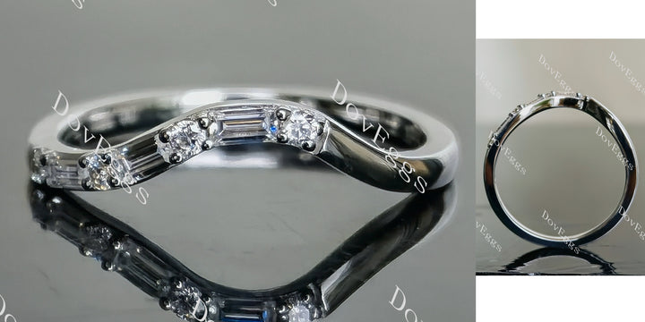 Doveggs baguette round moissanite/lab grown diamond wedding band-1.5mm band width
