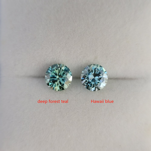 Doveggs round 1ct accident color deep forest teal moissanite loose stone