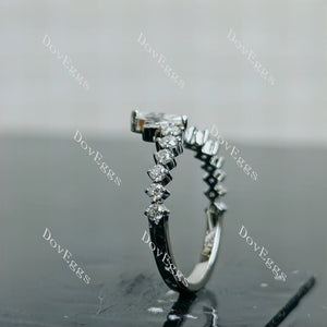 Doveggs marquise round pave moissanite/lab grown diamond wedding band-2.0mm band width