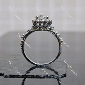 Doveggs round floral halo moissanite engagement ring