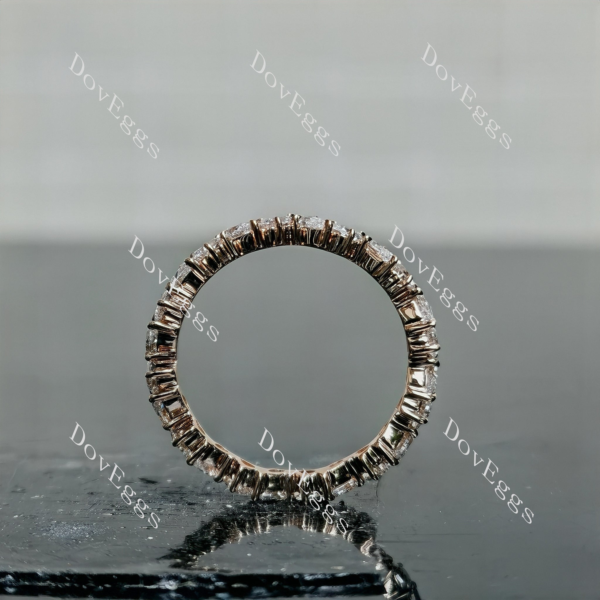 Doveggs pear moissanite/lab grown diamond accents wedding band-3.4mm band width