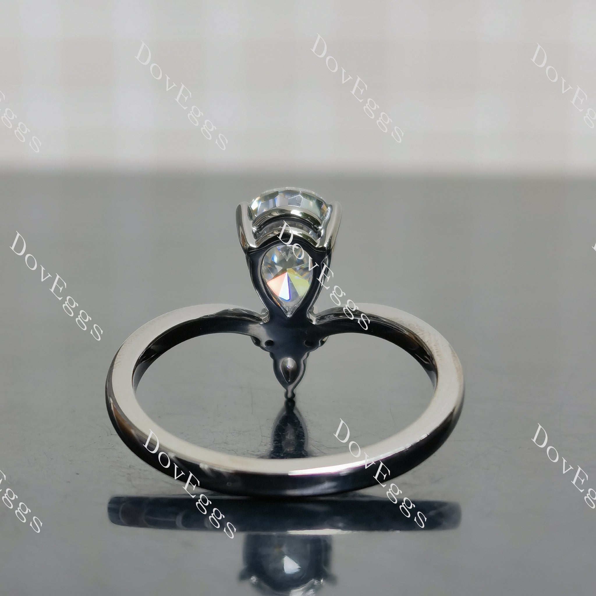 Doveggs pear art deco moissanite engagement ring