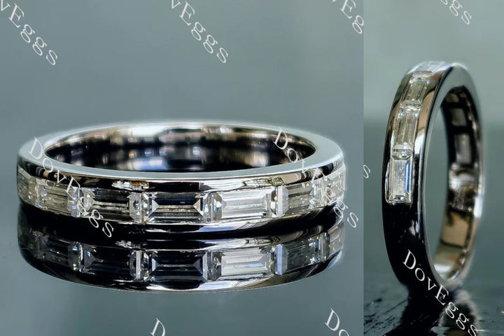 Doveggs baguette channel set moissanite/lab grown diamond wedding band-1.5mm band width - DovEggs-Seattle