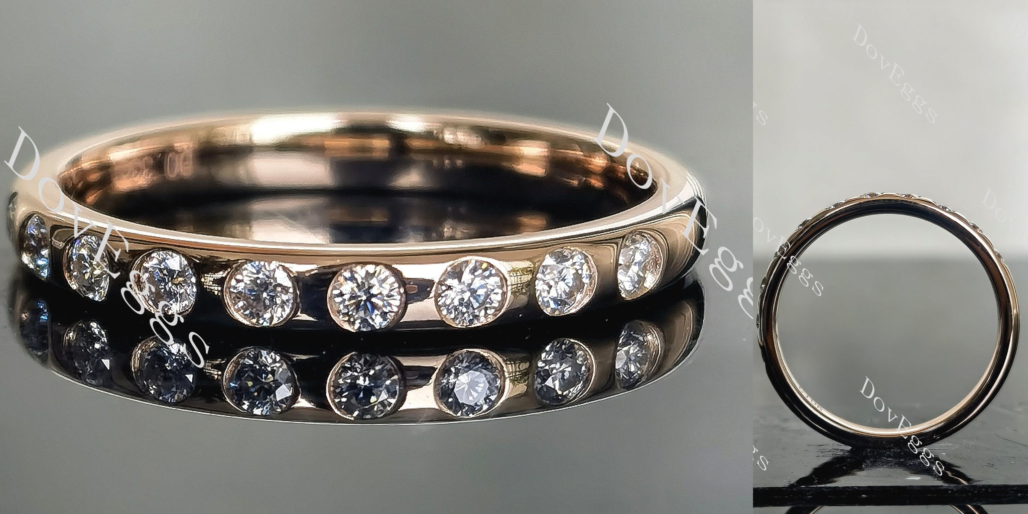 Doveggs round eternity bezel moissanite/lab grown diamond wedding band-2.5mm band width