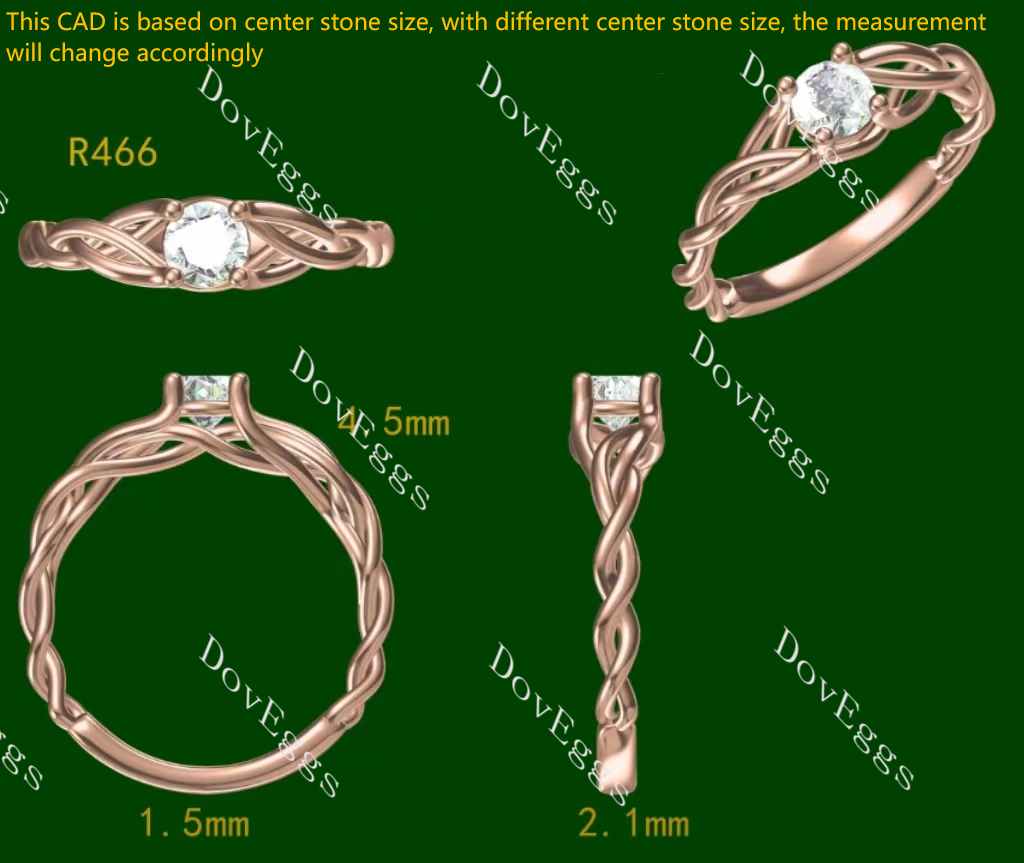 Doveggs round solitaire criss-cross moissanite engagement ring