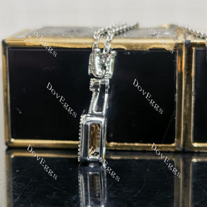 Doveggs sterling silver 2ct emerald champagne colored moissanite pendant necklace