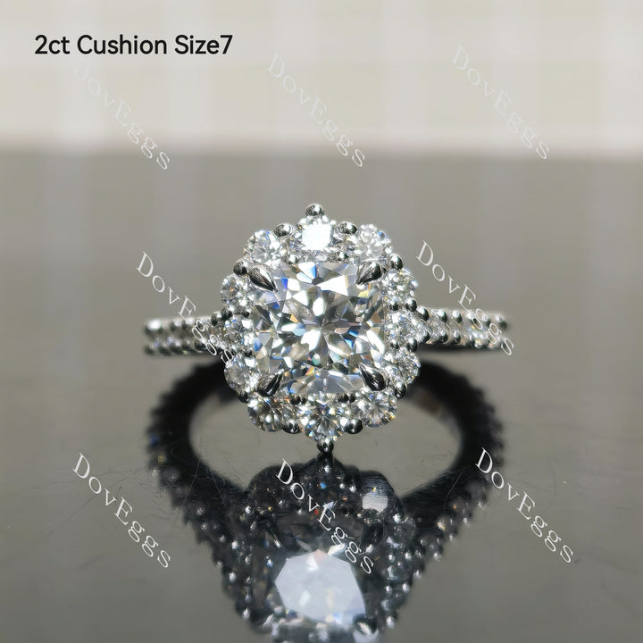 (size 7) Doveggs sterling silver cushion moissanite ring