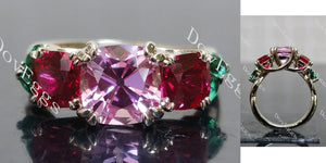 Doveggs art deco three stones engagement ring only semi-mount only(Exclusively to DovEggs Stones)