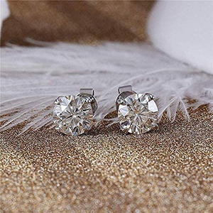 DovEggs 2ct round moissanite screw back earrings for women