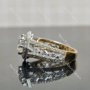 Doveggs Modified Octagon Halo 3/4 Eternity Lab Grown Diamond Engagement Ring